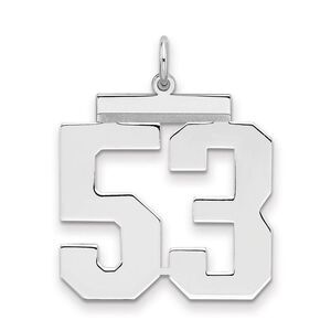 Sterling Silver, Athletic Collection, Large Polished Number 53 Pendant